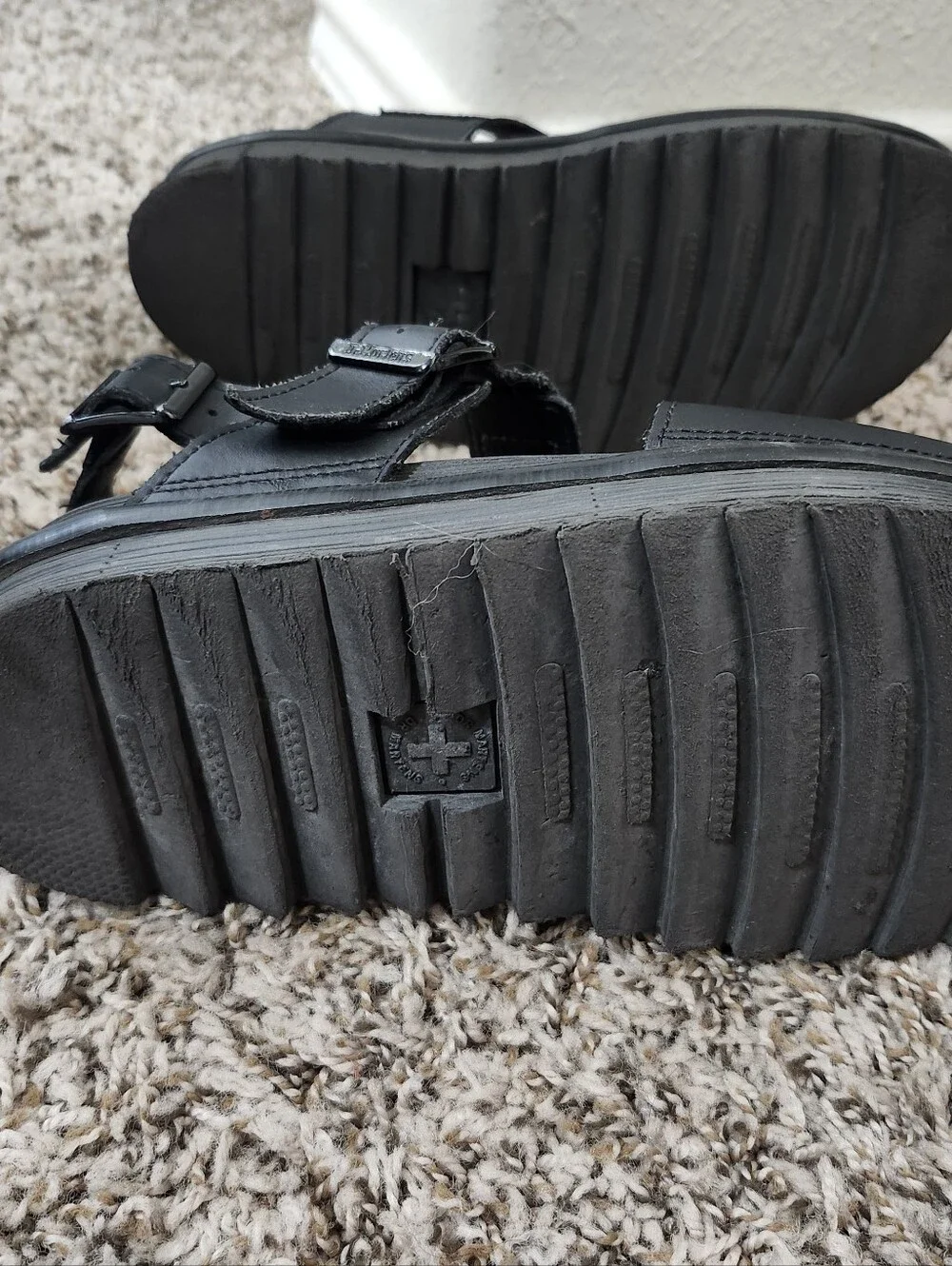 Dr. Martens Black Leather Double-Strap Women's Sandals